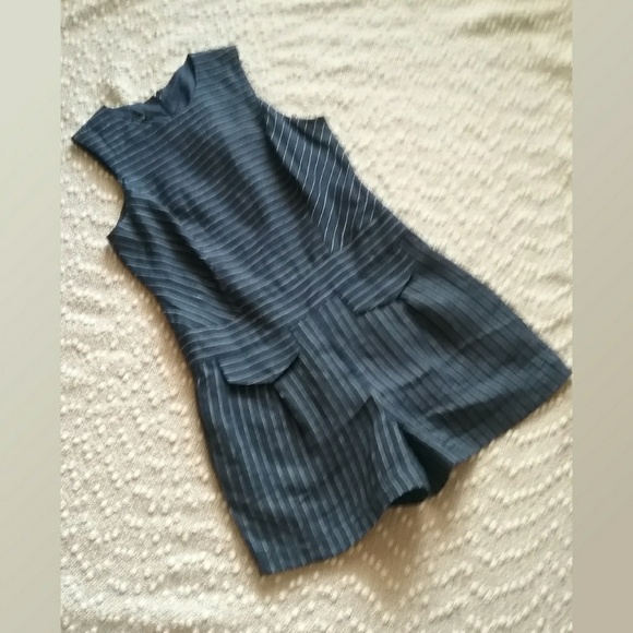 Ivy Blu Navy Pin Stripe Romper - Picture 1 of 5
